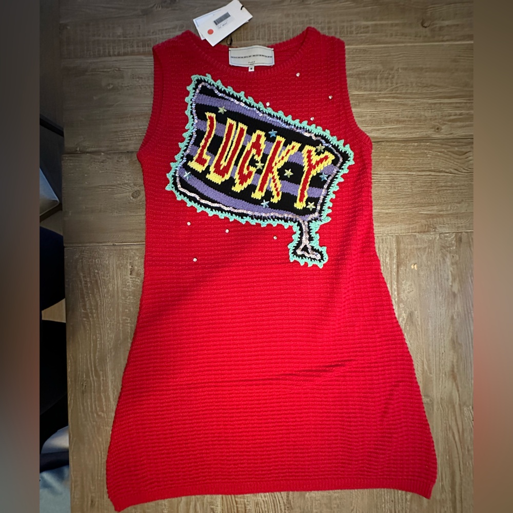 Michaela Beurger Red Lucky Sleeveless Sweater Dress - NWT Size M